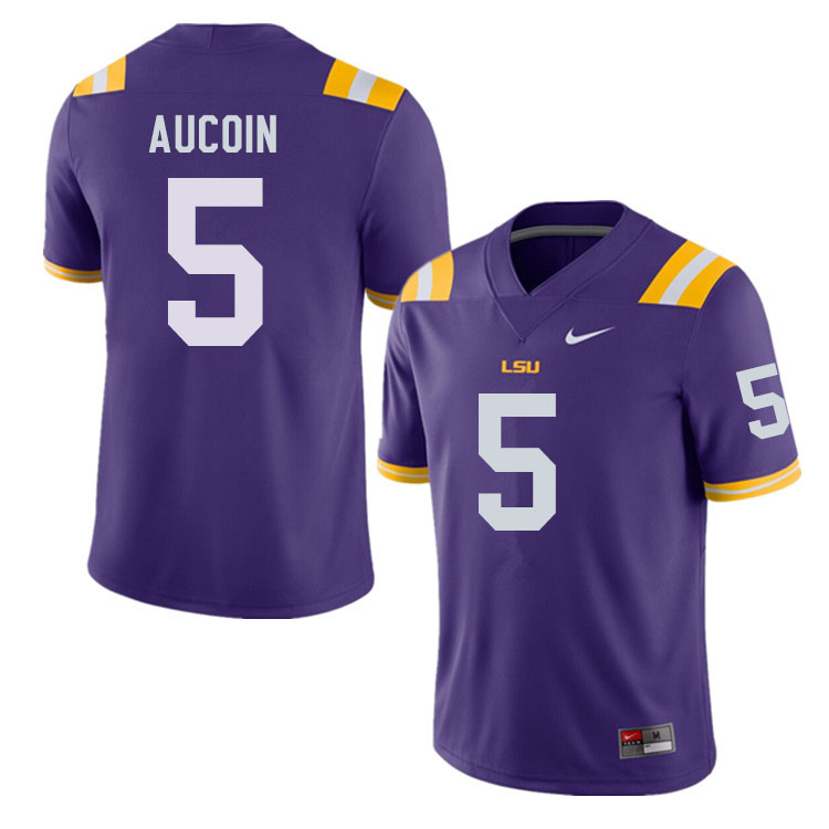Men #5 Alex Aucoin LSU Tigers College Football Jerseys Sale-Purple
